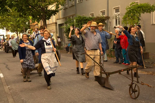 Stuttering Tyskland September 2019 Volksfest Stuttgart Marschen Genom Stadens Centrum — Stockfoto