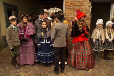 DEVENTER, NEtherlands, 14 ARALIK 2019. Dickens festivali Deventer, Hollanda 'da.