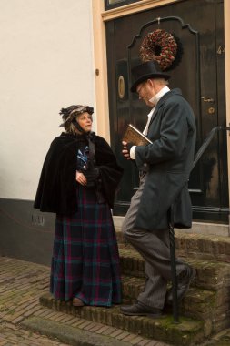 DEVENTER, NEtherlands, 14 ARALIK 2019. Dickens festivali Deventer, Hollanda 'da.
