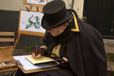 DEVENTER, NEtherlands, 14 ARALIK 2019. Dickens festivali Deventer, Hollanda 'da.