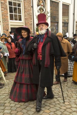 DEVENTER, NEtherlands, 14 ARALIK 2019. Dickens festivali Deventer, Hollanda 'da.