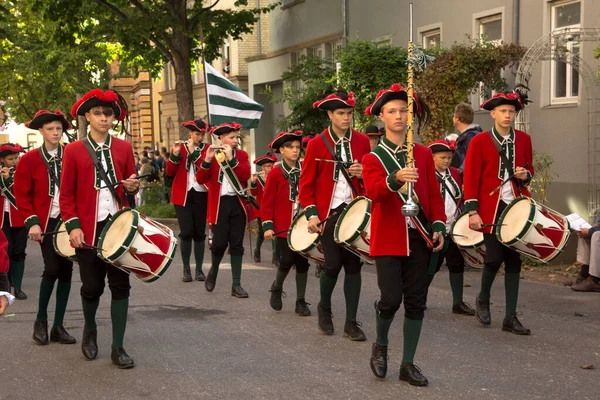 Stuttgart Německo Září2019 Volksfest Stuttgartu Pochod Centrem Města — Stock fotografie