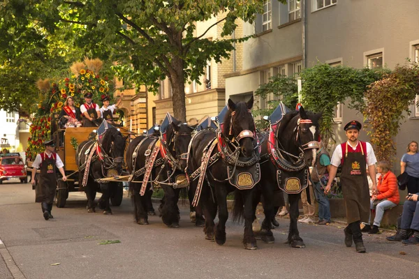 Stuttgart Deutschland September 2019 Volksfest Stuttgart Der Marsch Durch Die — Stockfoto