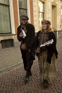 DEVENTER, NEtherlands, 14 ARALIK 2019. Dickens festivali Deventer, Hollanda 'da.
