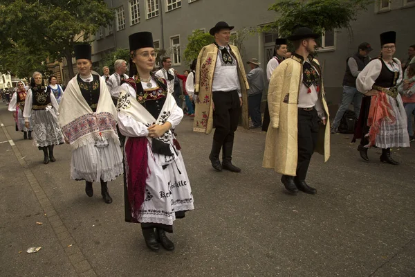 Stuttgart Německo Září2019 Volksfest Stuttgartu Pochod Centrem Města — Stock fotografie