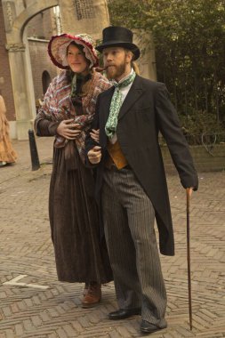 DEVENTER, NEtherlands, 14 ARALIK 2019. Dickens festivali Deventer, Hollanda 'da.