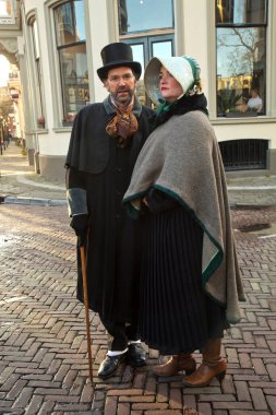 DEVENTER, NEtherlands, 14 ARALIK 2019. Dickens festivali Deventer, Hollanda 'da.