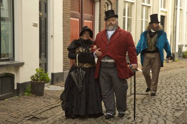 DEVENTER, NEtherlands, 14 ARALIK 2019. Dickens festivali Deventer, Hollanda 'da.