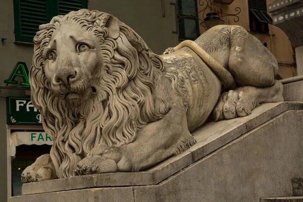 Italy Genoa Февраля 2020 Скульптура Льва Входа Собор Святого Лаврентия — стоковое фото