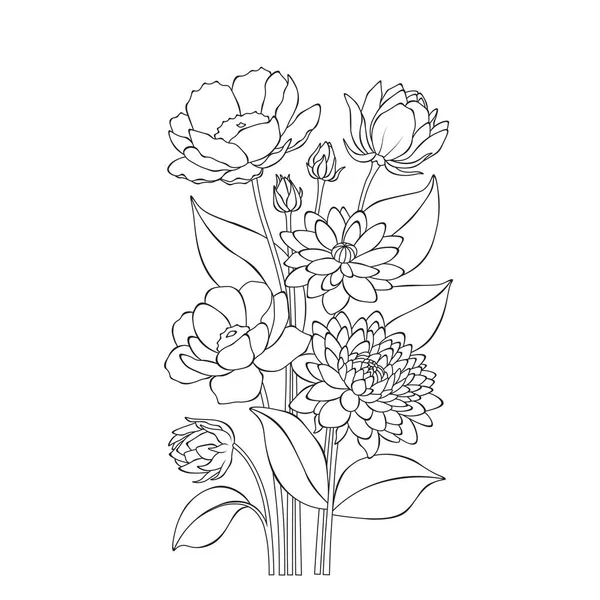 El çizimi kır çiçeği buketi, zarif botanik tasviri