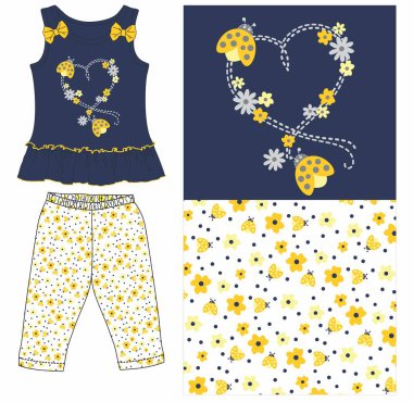 Yazın moda ve giysi seti.