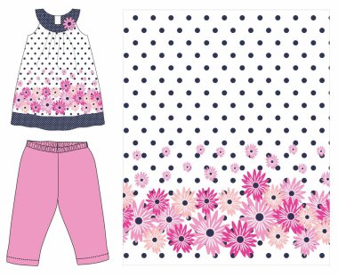 Bebek kız elbise giyer ve puantiye izi bırakır.