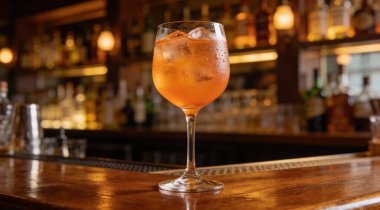 Lezzetli kokteyl ve buz ile cam küpler tezgahın üzerine çubuk