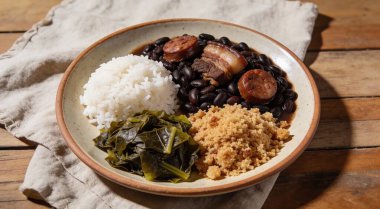 Yukarıdan manzaralı Brezilya yemekleri.