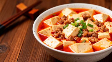 Geleneksel Çin mapo tofu yemeği