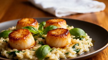 Basil Risotto ile Kurutulmuş Neşter