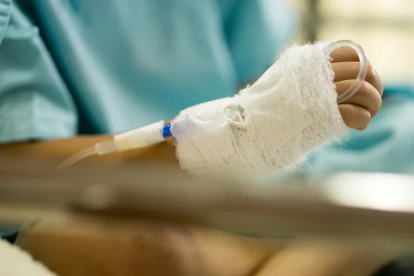 A sick Little boy in hospital bed. — Stock Photo, Image