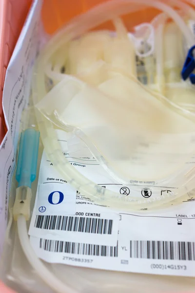 Focus on a blood bag in hospital ward — Stock Photo, Image