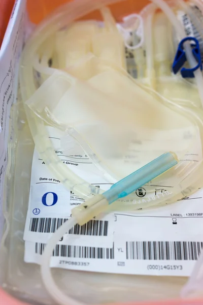 Focus on a blood bag in hospital ward — Stock Photo, Image