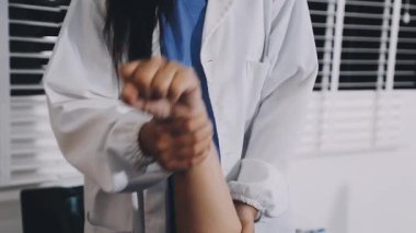 doctor hand on hospital background