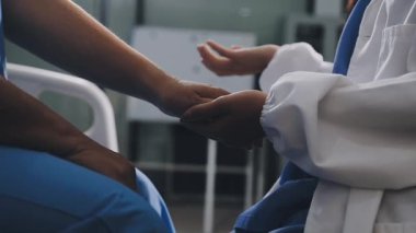 close up. doctor in hospital ward.