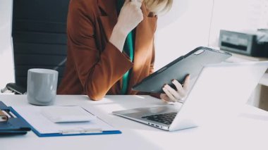 Accountant black woman working on laptop and do document, tax, exchange, accounting and Financial advisor concept.