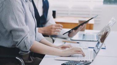 Accountant black woman working on laptop and do document, tax, exchange, accounting and Financial advisor concept.