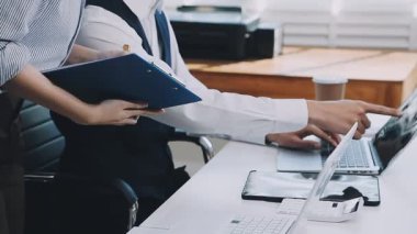 Accountant black woman working on laptop and do document, tax, exchange, accounting and Financial advisor concept.