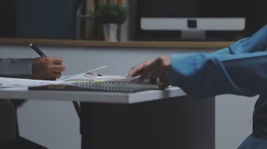 businessman in suit making a deal in the office at the workplace, close up