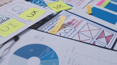 UI UX web tasarımcılarından oluşan bir ekip mobil yanıt veren web siteleri geliştirmek için birlikte çalışıyor. Mobil Mobil Model