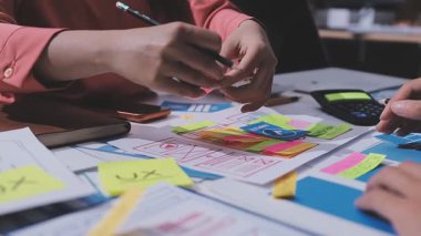 UI UX web tasarımcılarından oluşan bir ekip mobil yanıt veren web siteleri geliştirmek için birlikte çalışıyor. Mobil Mobil Model