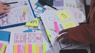 UI UX web tasarımcılarından oluşan bir ekip mobil yanıt veren web siteleri geliştirmek için birlikte çalışıyor. Mobil Mobil Model