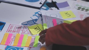 UI UX web tasarımcılarından oluşan bir ekip mobil yanıt veren web siteleri geliştirmek için birlikte çalışıyor. Mobil Mobil Model