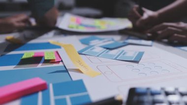 UI UX web tasarımcılarından oluşan bir ekip mobil yanıt veren web siteleri geliştirmek için birlikte çalışıyor. Mobil Mobil Model