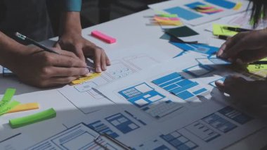 UI UX web tasarımcılarından oluşan bir ekip mobil yanıt veren web siteleri geliştirmek için birlikte çalışıyor. Mobil Mobil Model