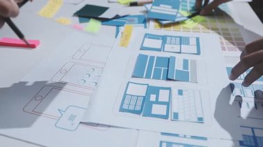 UI UX web tasarımcılarından oluşan bir ekip mobil yanıt veren web siteleri geliştirmek için birlikte çalışıyor. Mobil Mobil Model