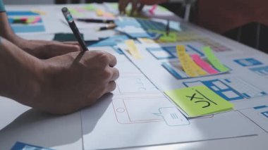 UI UX web tasarımcılarından oluşan bir ekip mobil yanıt veren web siteleri geliştirmek için birlikte çalışıyor. Mobil Mobil Model