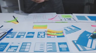 UI UX web tasarımcılarından oluşan bir ekip mobil yanıt veren web siteleri geliştirmek için birlikte çalışıyor. Mobil Mobil Model