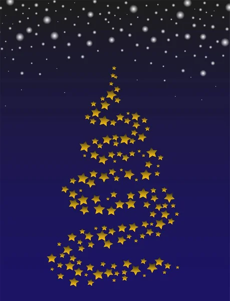 Sapin de Noël en or stylisé comme symbole de Joyeuses fêtes de fin d'année ou de Joyeux Noël. Élément design lumineux pour carte sur fond noir. Illustration vectorielle — Image vectorielle