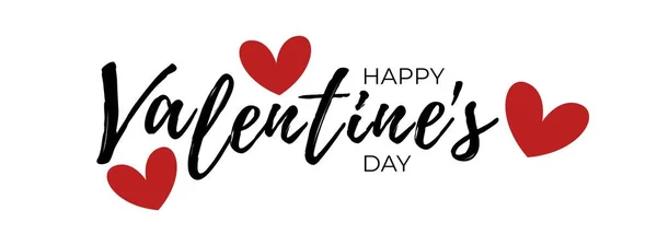 Happy Valentines Day Typografische Lettering geïsoleerd op witte achtergrond met roze hart en pijl Vector Illustratie van een Valentijnskaart. — Stockvector