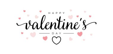 Happy Valentines Day Typographic Lettering isolated on white Background With Pink Heart and Arrow Vector Illustration of a Valentines Day Card. clipart