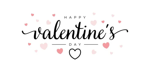 Šťastný Valentýn Typografické písmo izolované na bílém pozadí s růžovým srdcem a šipkou vektorové ilustrace Valentines Day Card. — Stockový vektor