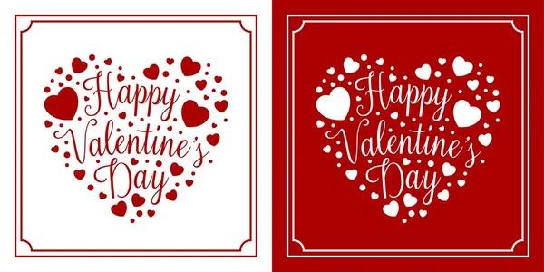 Sevgililer Günün kutlu olsun, vektör harfleri. Pembe elle çizilmiş kalbi olan dekoratif ve soyut bir arka plan. Sevgililer Günü için el yazısıyla tebrik kartı şablonu. İzole tipografi baskısı. — Stok Vektör