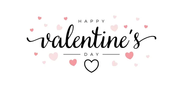 Happy Valentines Day Typographic Lettering isolated on white Background With Pink Heart and Arrow Vector Illustration of a Valentines Day Card. Vector Graphics