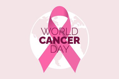 Dünya Kanser Günü yazıları, biz yapabiliriz. 4 Şubat. Kurdele ve metinle Dünya Kanser Günü 'nün vektör illüstrasyonu