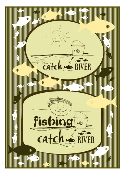 Fishing, catch, river — Stock Vector