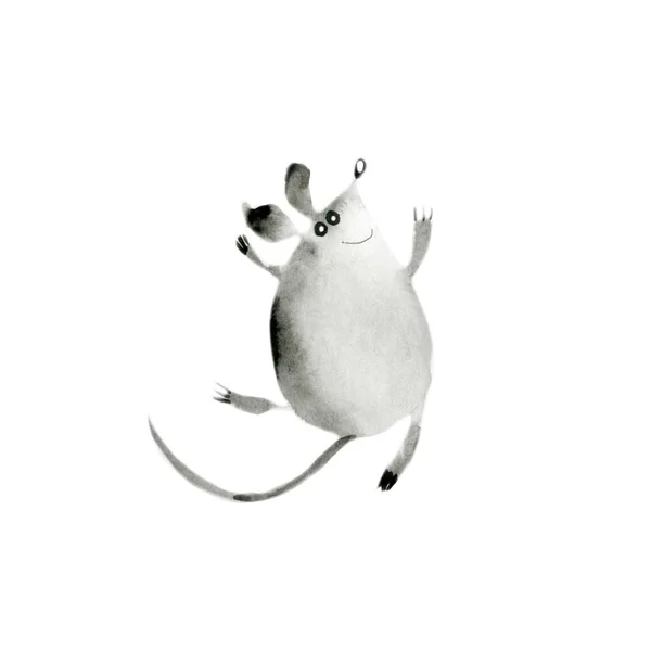 Akvarell Egerek Vicces Patkányok Vicces Rágcsálók Zökkenőmentes Háttér Szürke Árnyalatú — Stock Fotó