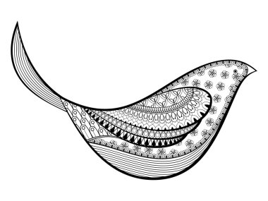 Elle çizilmiş dekoratif kuş. Zentangle ahırı resimde vektör