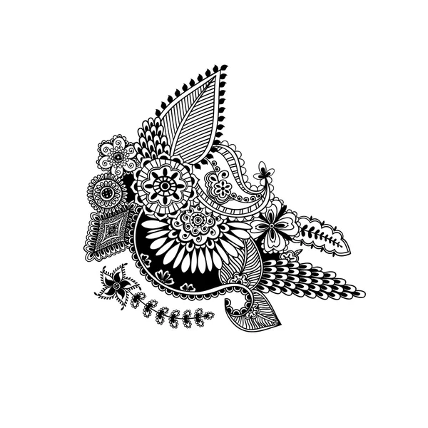 手には、ヘナの花、zentangle スタイルでインドのパターンが描かれました。スイス連邦工科大学 — ストックベクタ