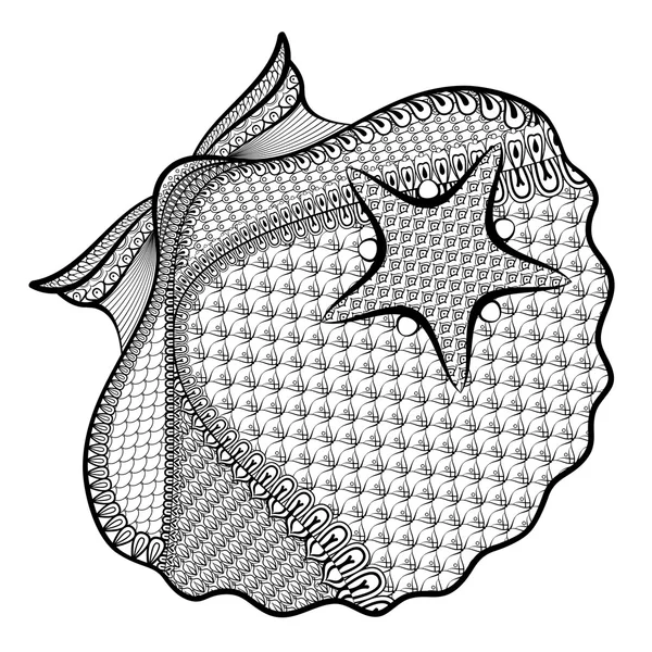 Ręcznie rysowane Artystyczny Sea piekło z rozgwiazda streszczenie stylizowane w zentangle — Wektor stockowy